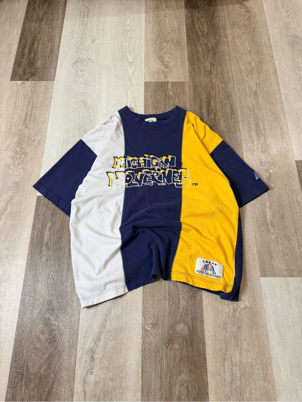 Vintage 90s Michigan Wolverines Colorblock Short Sleeve Tee